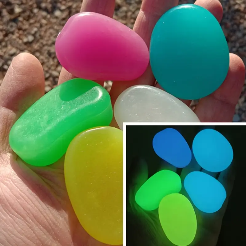 Extra large 78 luminous pebbles, 2.8 pounds, fluorescent stone, luminous stone in garden sand, mini fairyland decoration, aquarium artificial luminous stone, potted decorative stone