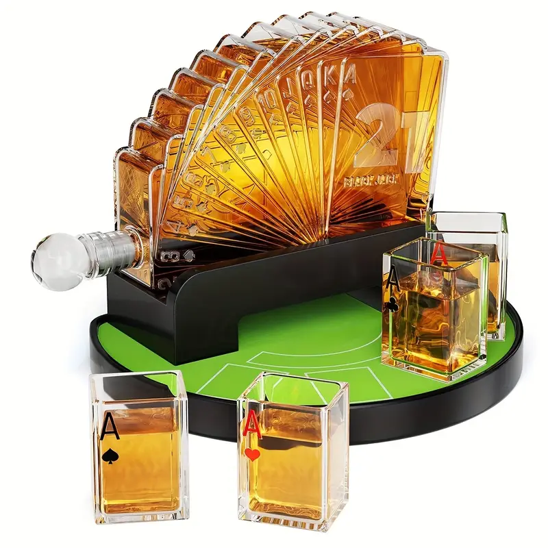 Kollea 37.2oz Whiskey Decanter Set with 4 Glasses, Special Style Decanter for Liquor, Funny Birthday Gifts for Men Dad, Him, Brother, Entertainment Game Night Essentials